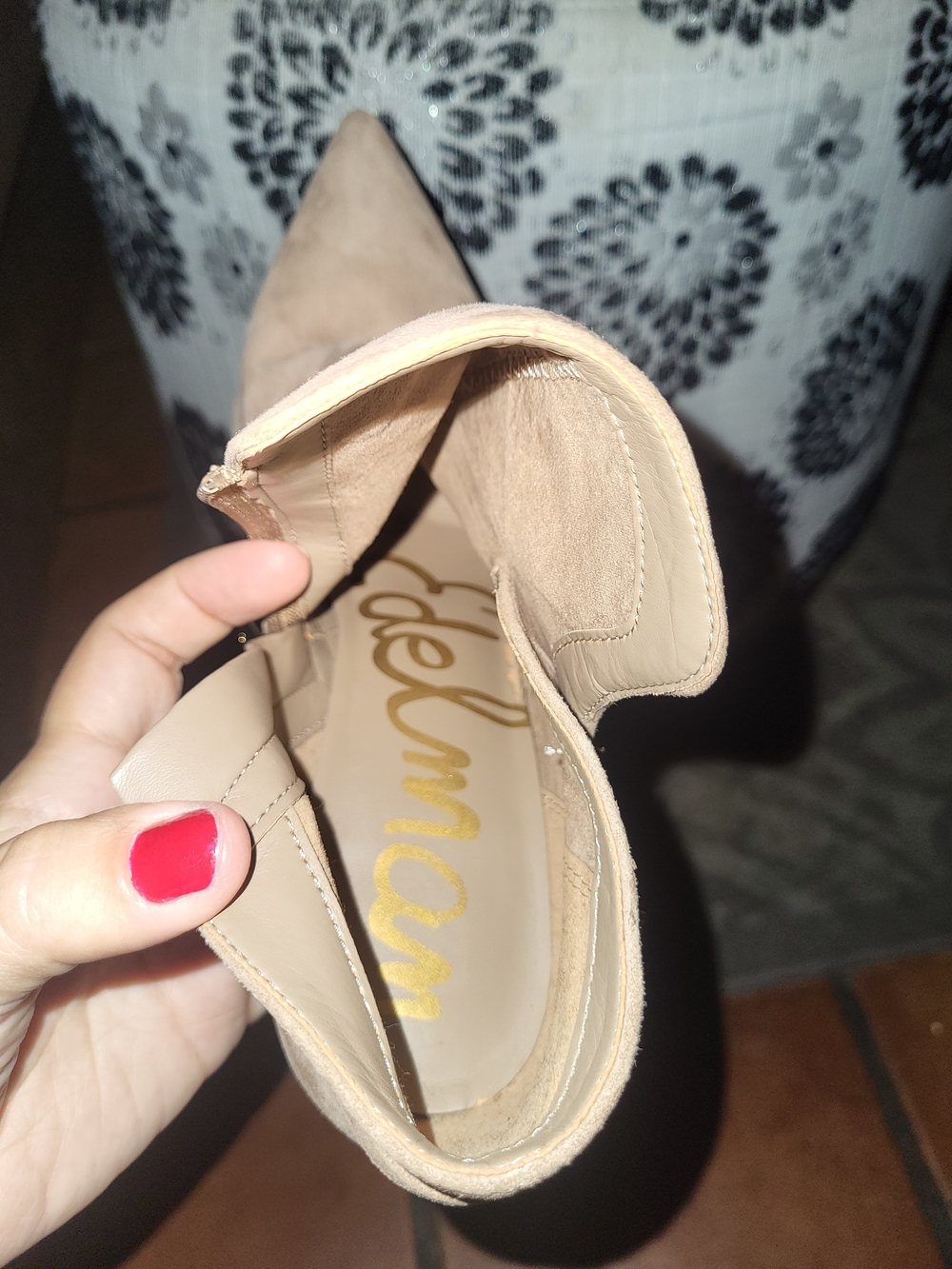 Sam Edelman Beige Pointed Toe Suede Pump